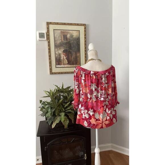 Simply Styled By Sears Women Off The Shoulder Size Large Floral Short Sleeve - Picture 4 of 8